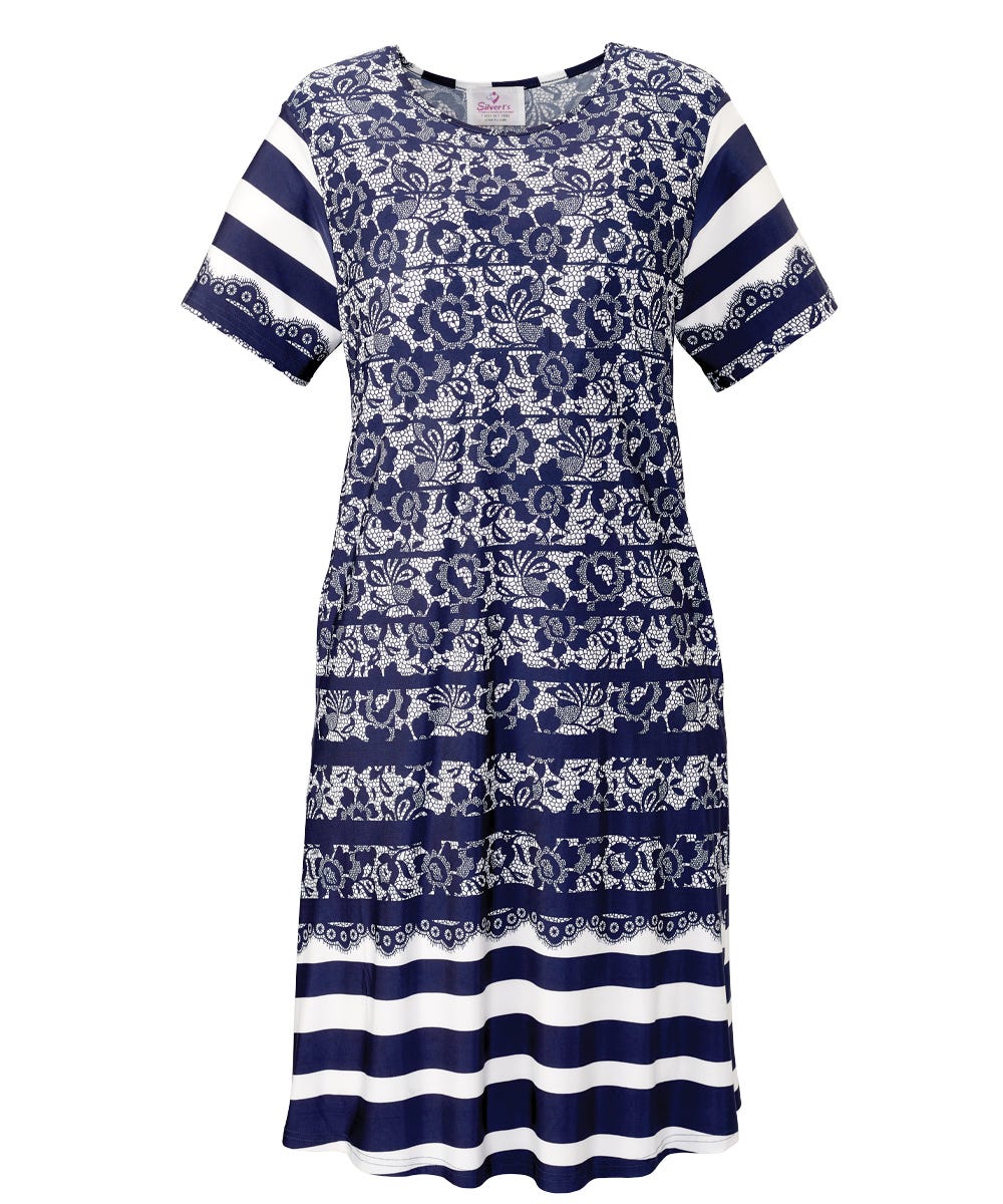 Flowy Short Sleeve Adaptive Open Back Dress