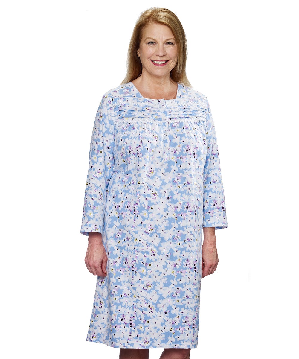 Women's No Peek Open Back Flannel Nightgown