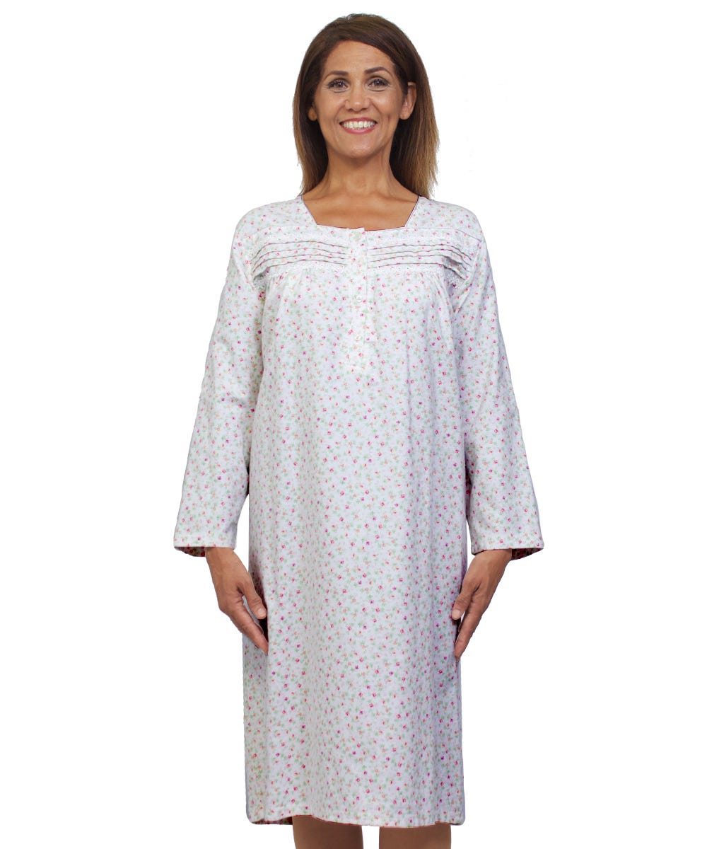 Women's No Peek Open Back Flannel Nightgown