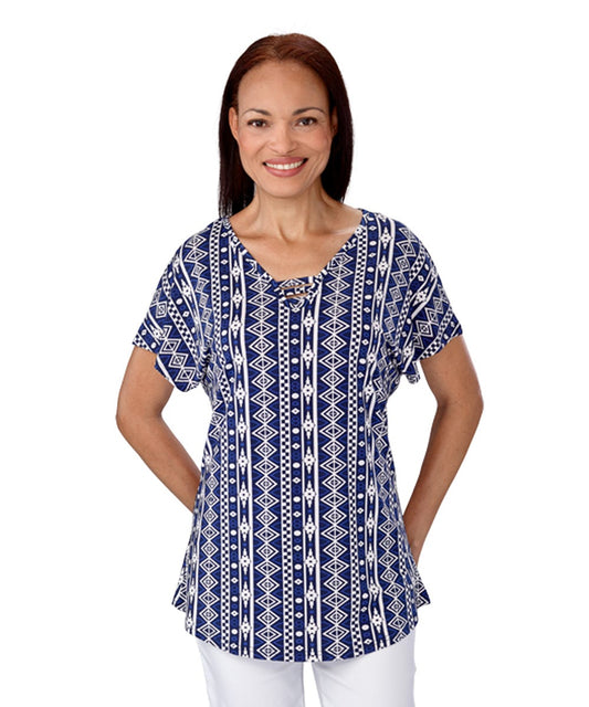 Women's Self Dressing Patterned Top