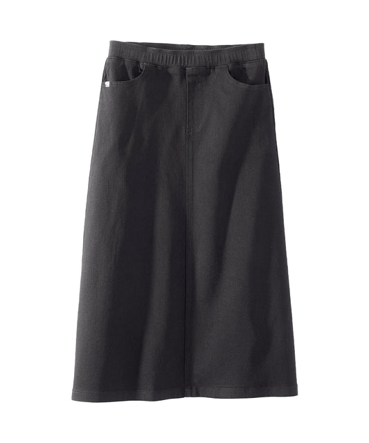Women's Self Dressing Pull-on Denim Midi Skirt