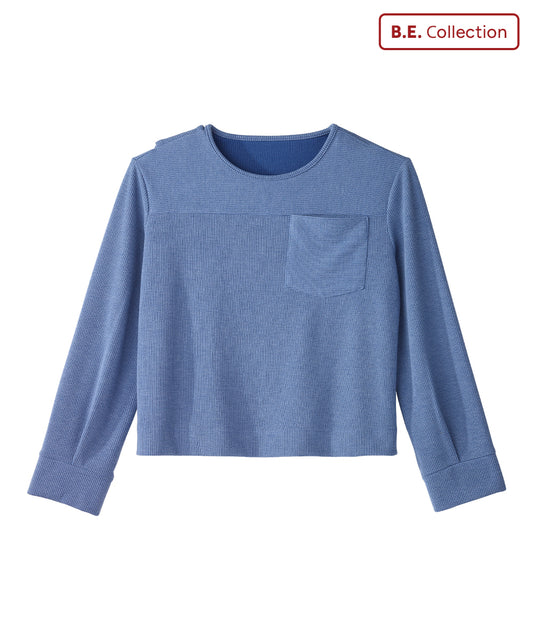 Women's Open Back Relaxed Ribbed Long Sleeve Top