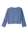 Women's Open Back Relaxed Ribbed Long Sleeve Top
