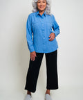 Magnetic Button Long Sleeve Blouse