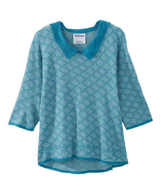 Women's Open Back Collared Knit Sweater