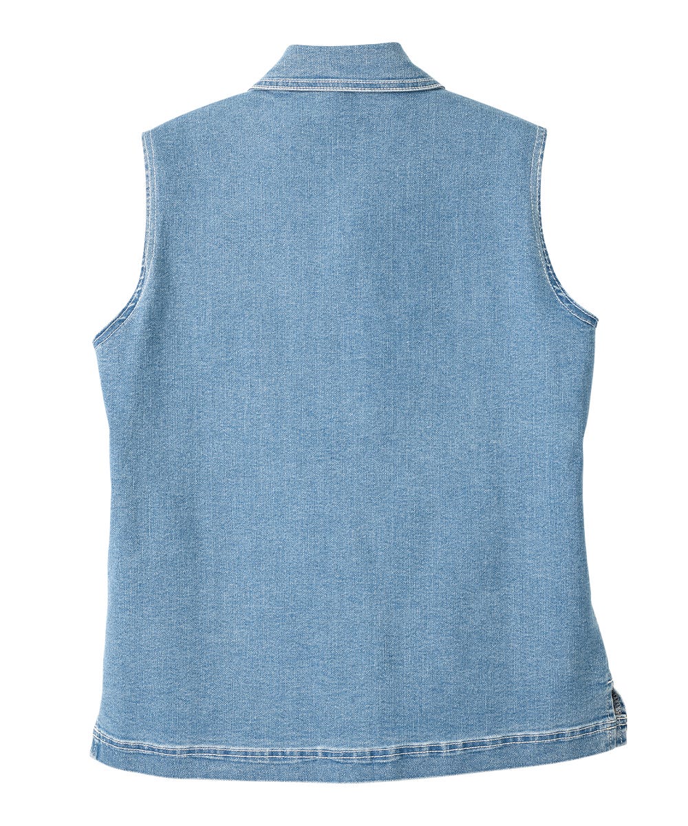 Women's Self Dressing Magnetic Closure Denim Vest