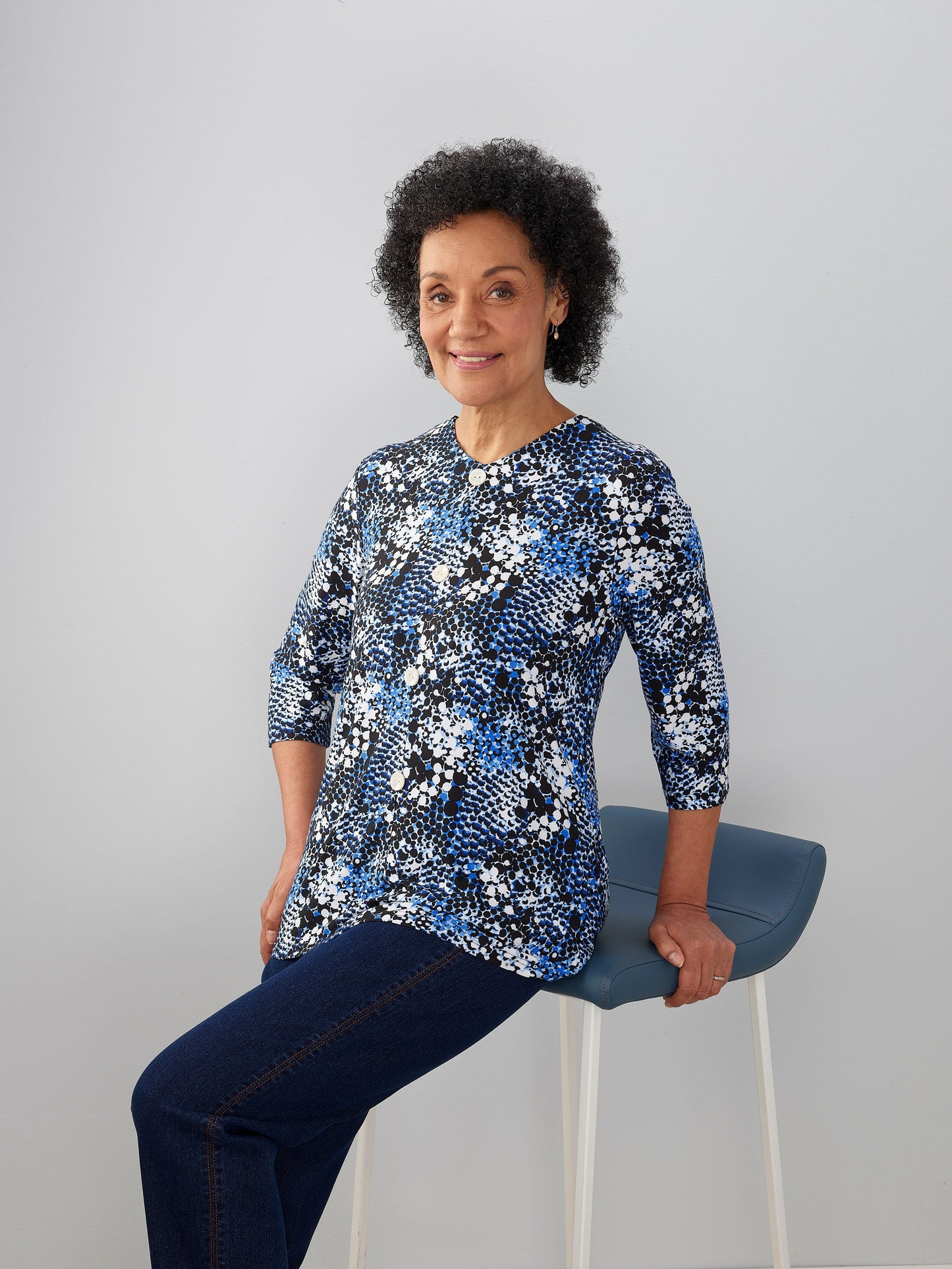 Women's Open Back Faux Button Top - Clearance