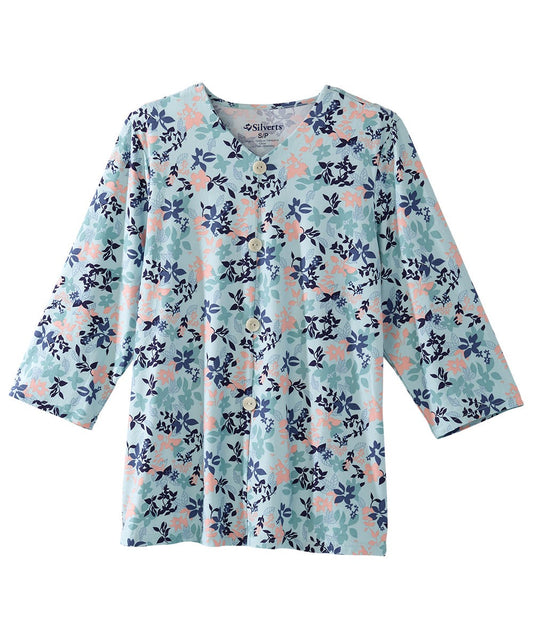 Women's Open Back Faux Button Top