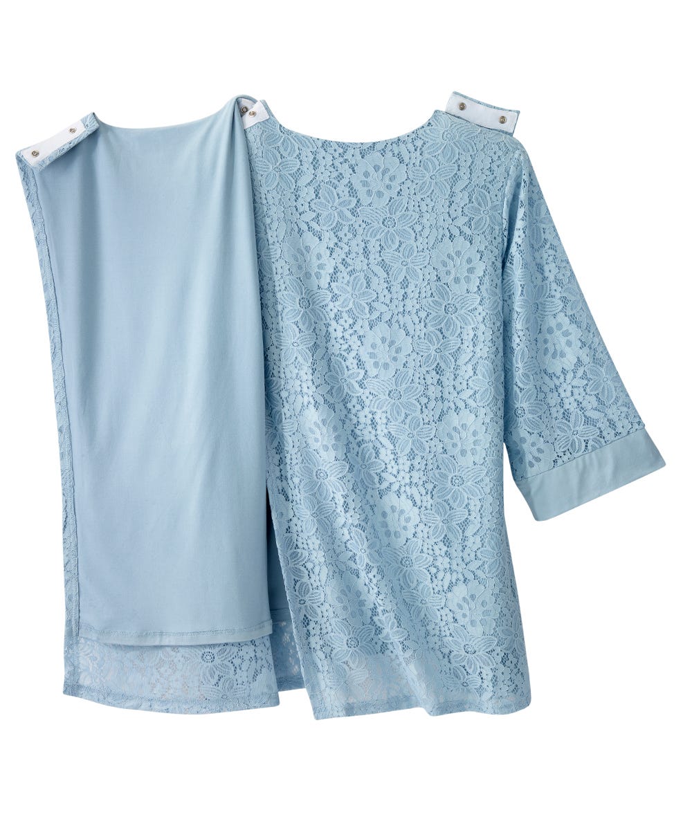 Women's Open Back Lace Blazer Twofer Top