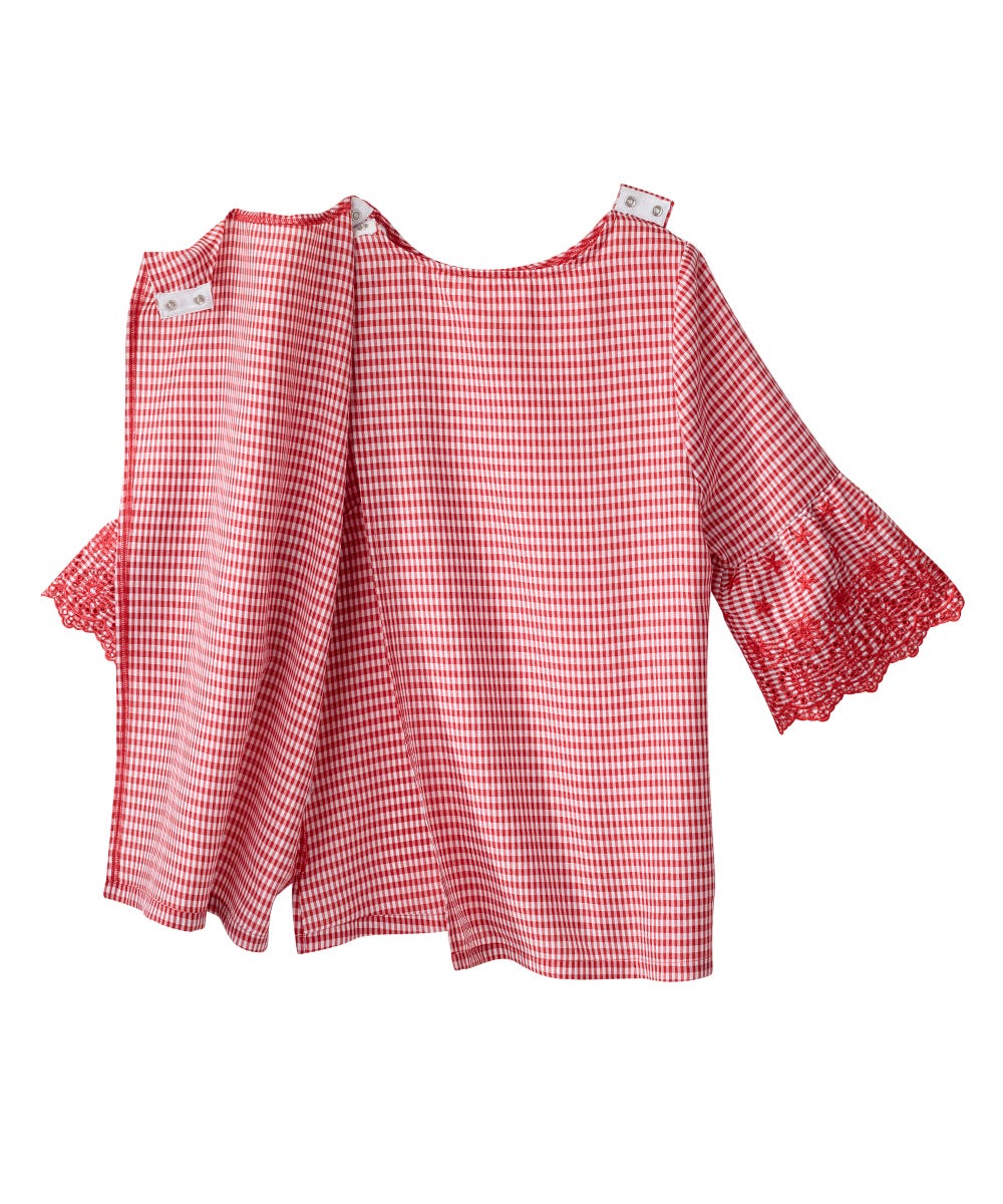 Women’s Open Back Top with Embroidered Bell Sleeves