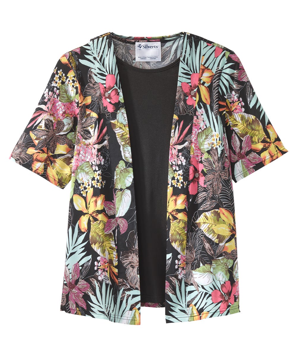 Women's Open Back Short Sleeve Twofer Top