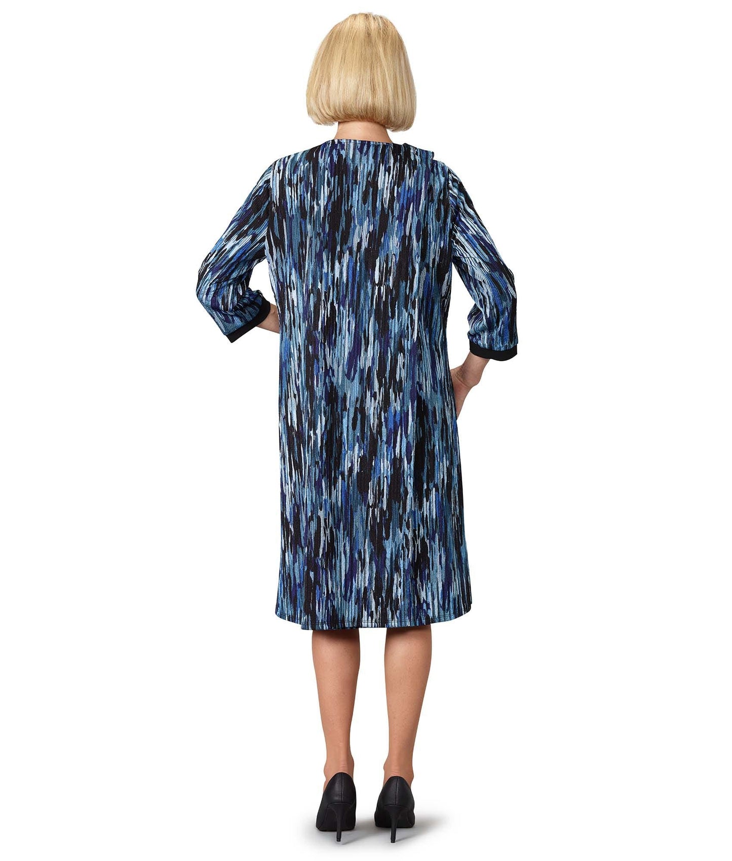 Women's Open Back Flounce 3/4 Sleeve Dress