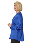 Women's Open Back Tie Front Scarf Blouse