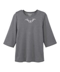 Women's Open Back 3/4 Length Sleeve Top with Embroidery