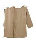 Women's Open Back 3/4 Length Sleeve Top with Embroidery