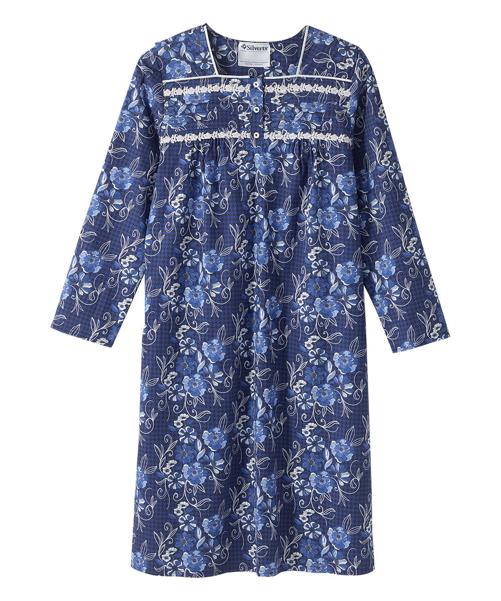 Women's No Peek Open Back Flannel Nightgown