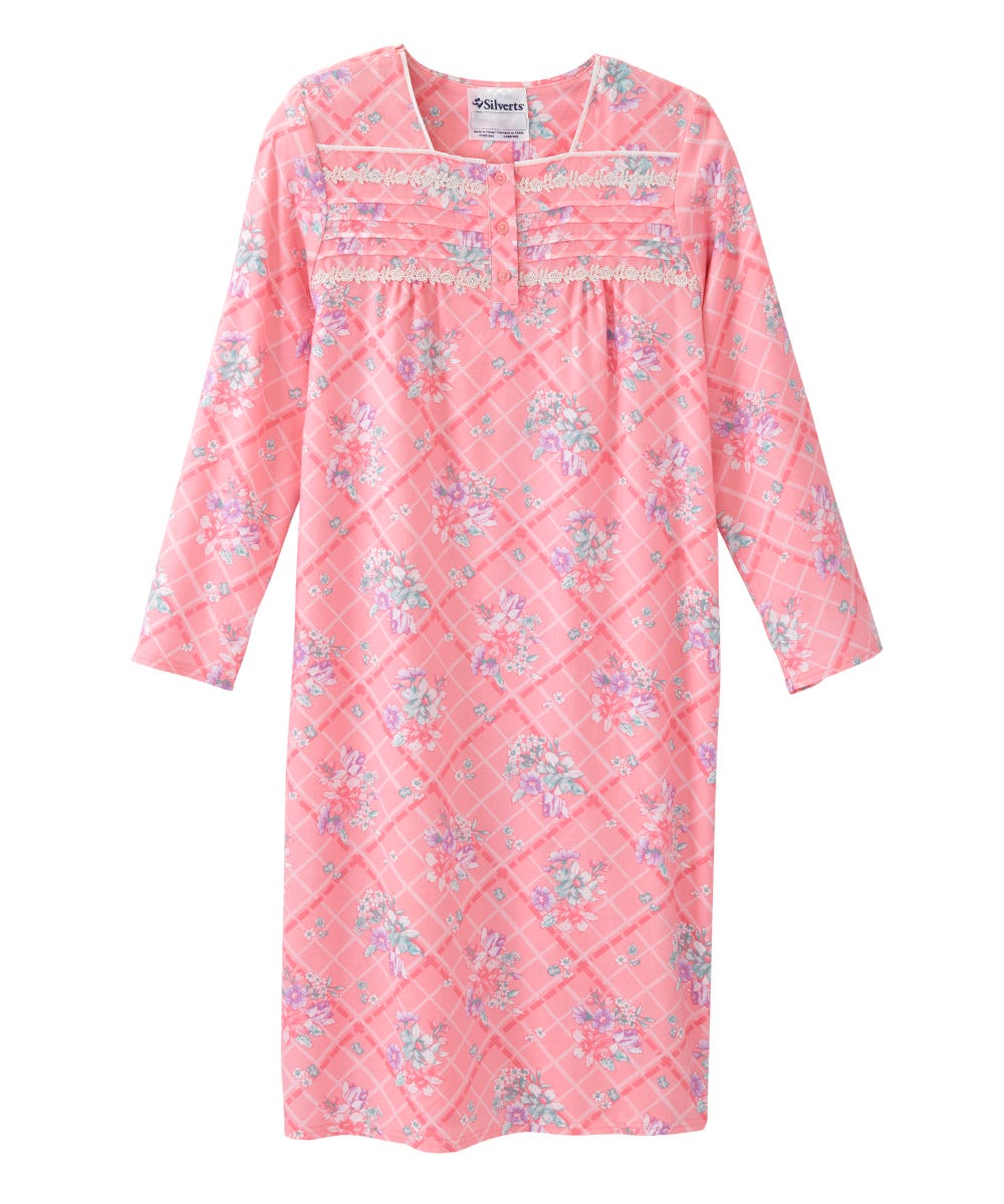 Women's No Peek Open Back Flannel Nightgown