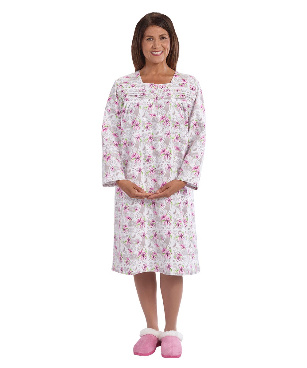 Women's No Peek Open Back Flannel Nightgown