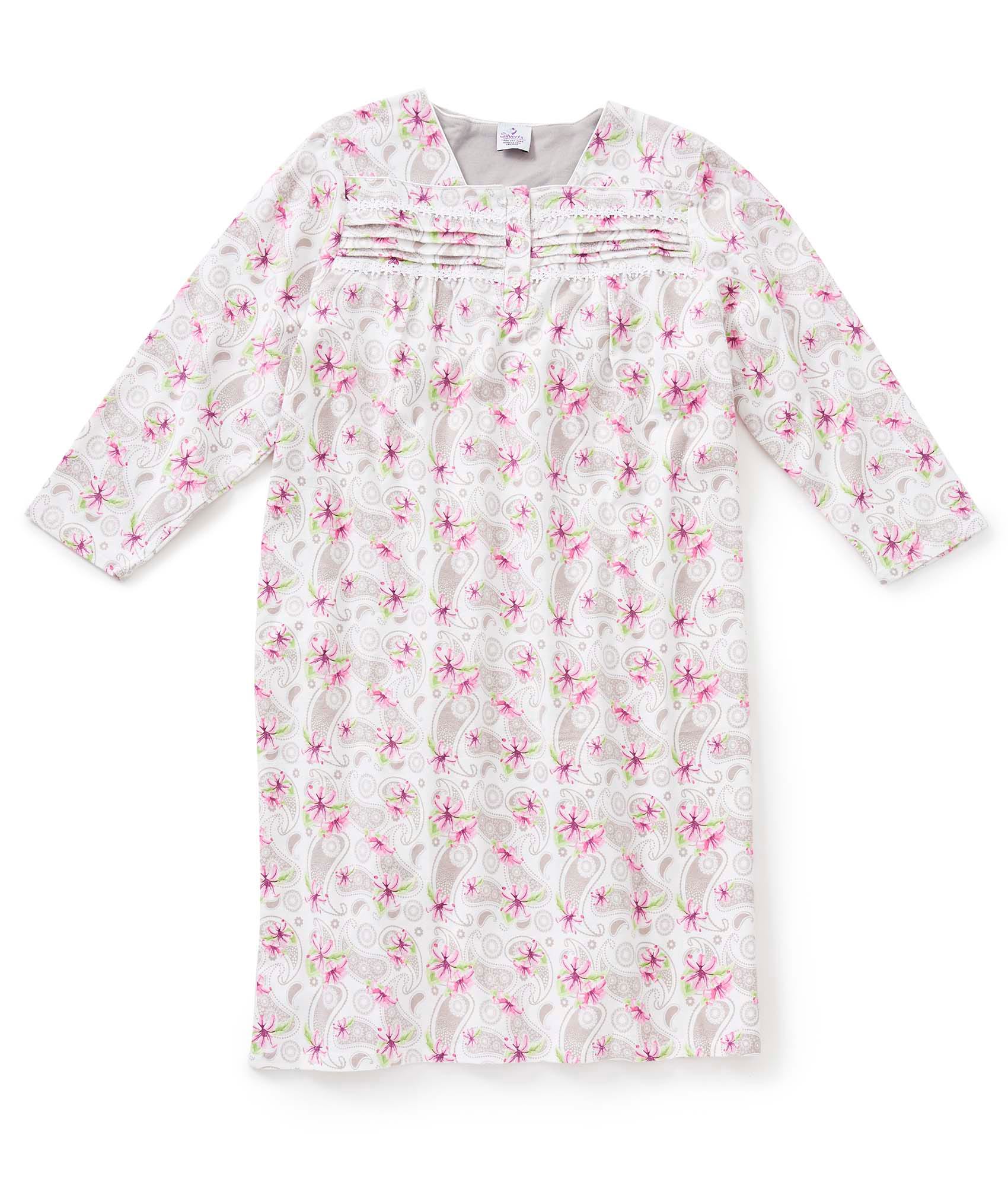 Women's No Peek Open Back Flannel Nightgown