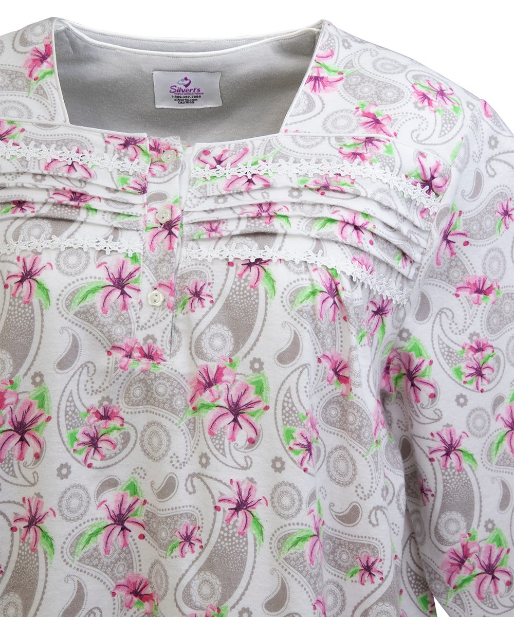 Women's No Peek Open Back Flannel Nightgown