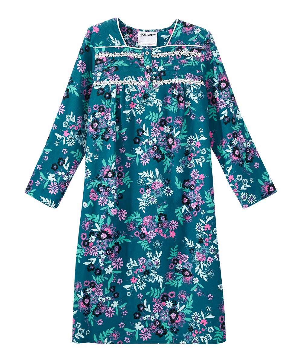 Women's No Peek Open Back Flannel Nightgown