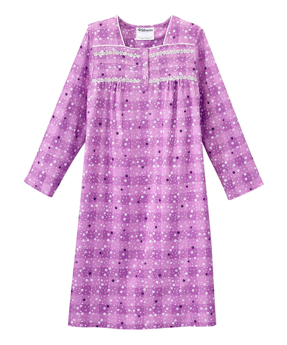 Women's No Peek Open Back Flannel Nightgown