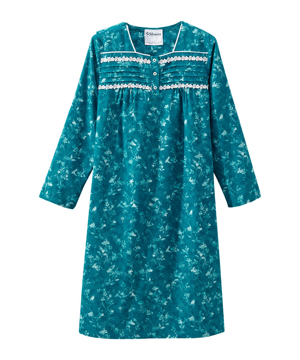 Women's No Peek Open Back Flannel Nightgown