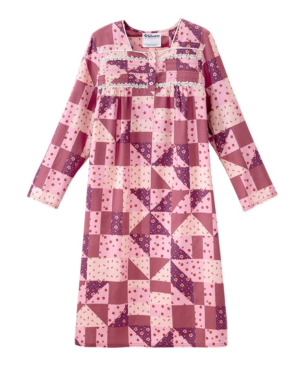 Women's No Peek Open Back Flannel Nightgown