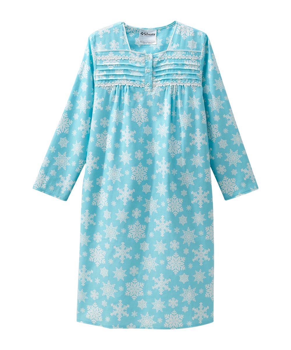 Women's No Peek Open Back Flannel Nightgown