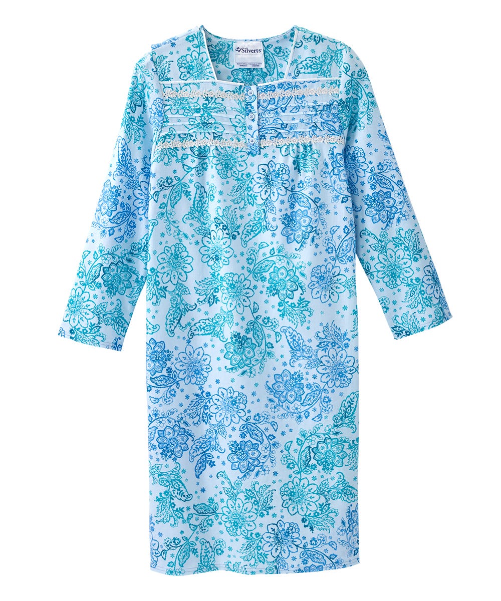 Women's No Peek Open Back Flannel Nightgown