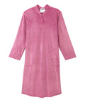 Women's Open Back Plush Nightgown with Zip Front