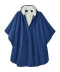 Blue poncho with a white interior on a white background