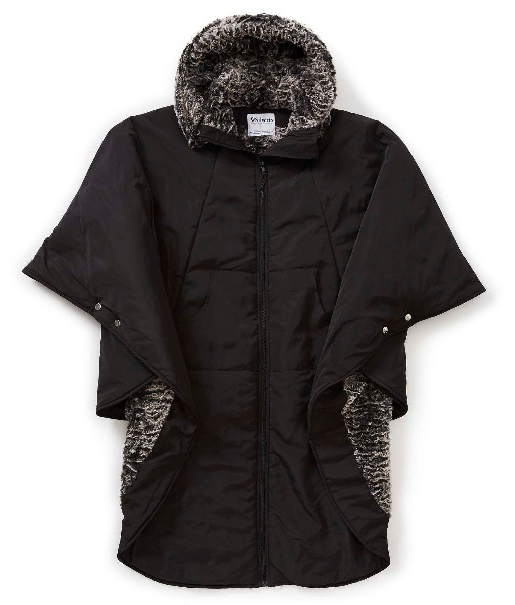 Unisex Luxurious Fur-Lined Winter Wheelchair Cape