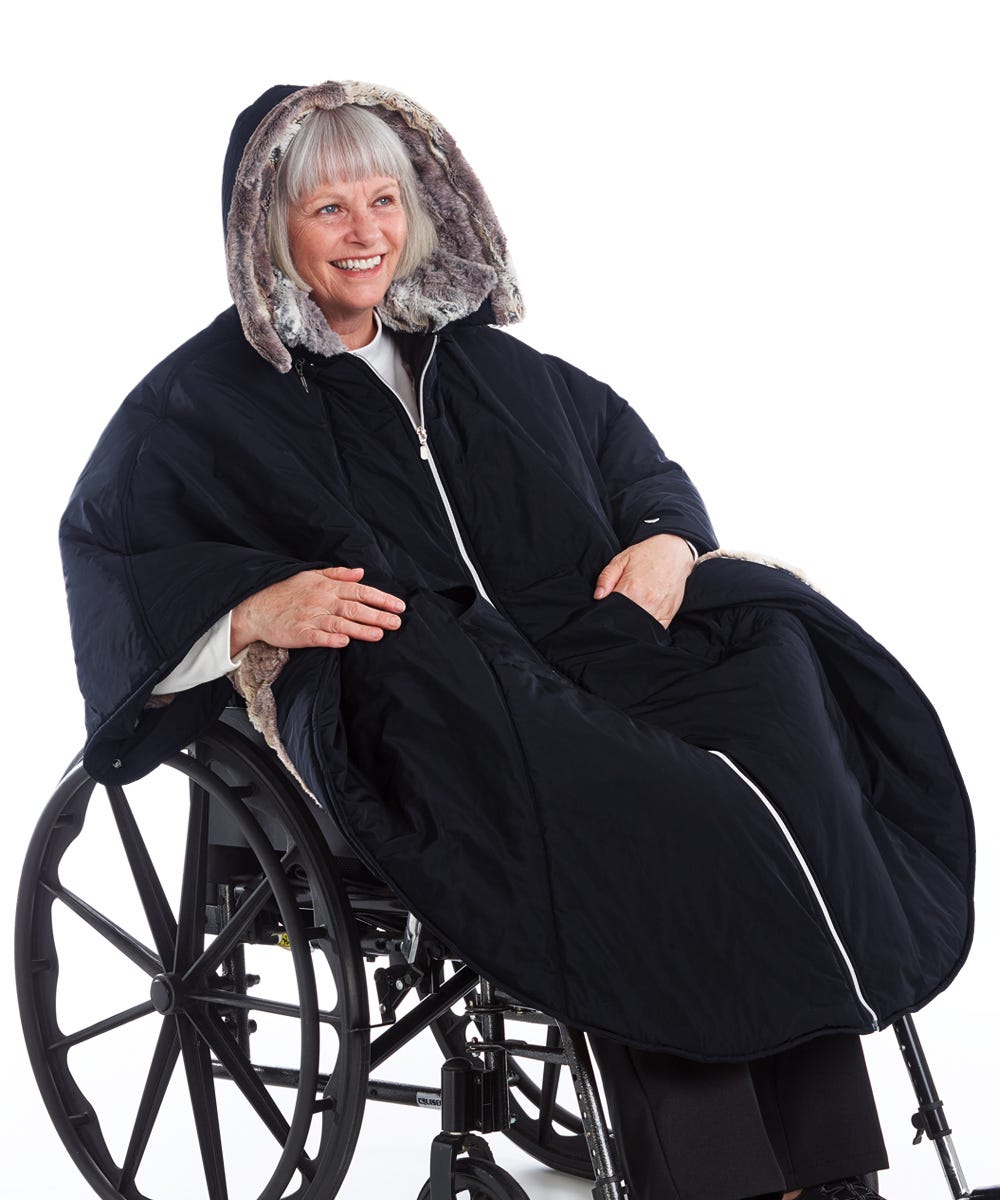 Unisex Luxurious Fur-Lined Winter Wheelchair Cape
