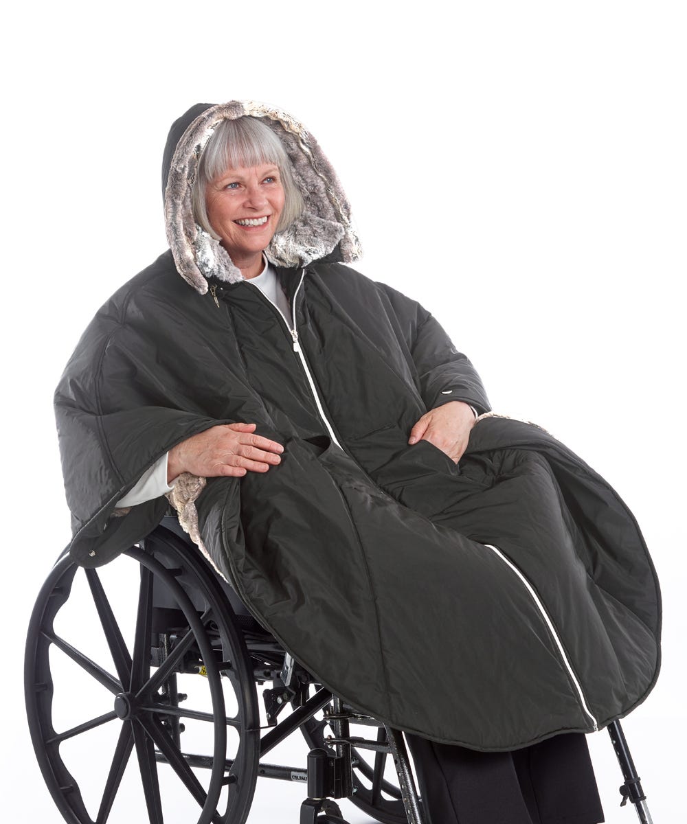Unisex Luxurious Fur-Lined Winter Wheelchair Cape