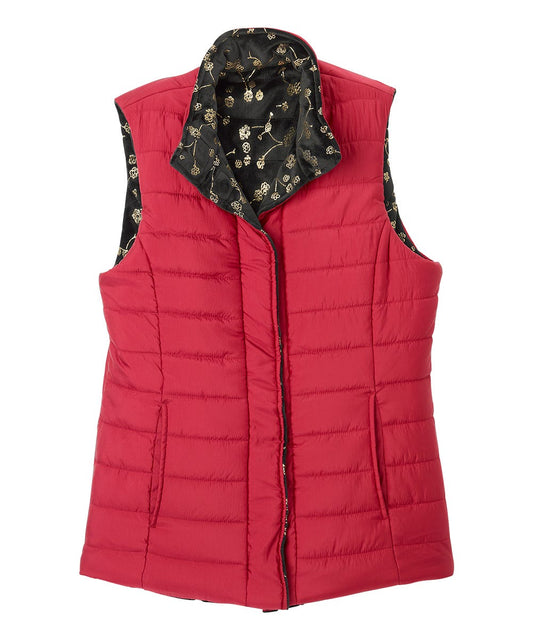 Women's Reversible Magnetic Snap Front Puffer Vest