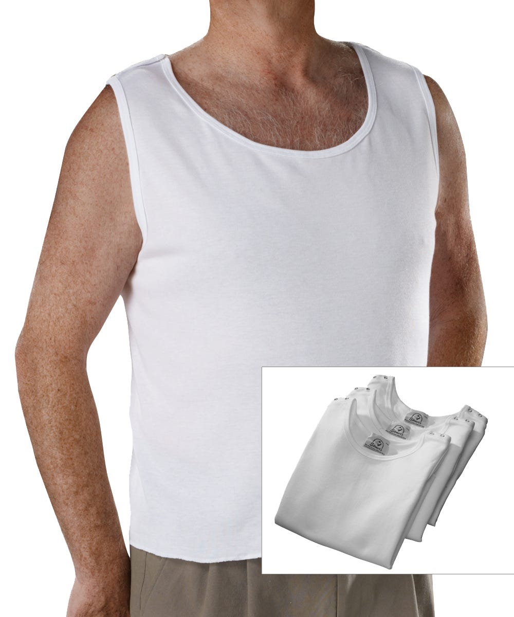 3 Pack - Men's Adaptive Sleeveless Undershirt - Clearance