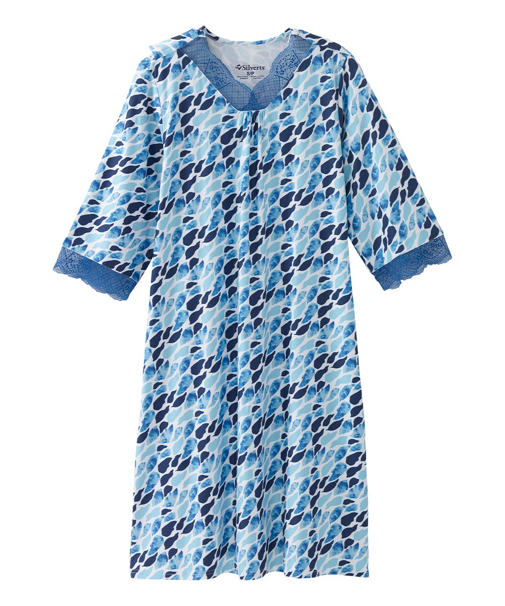 Women's Open Back V-Neck Lace Trim Nightgown