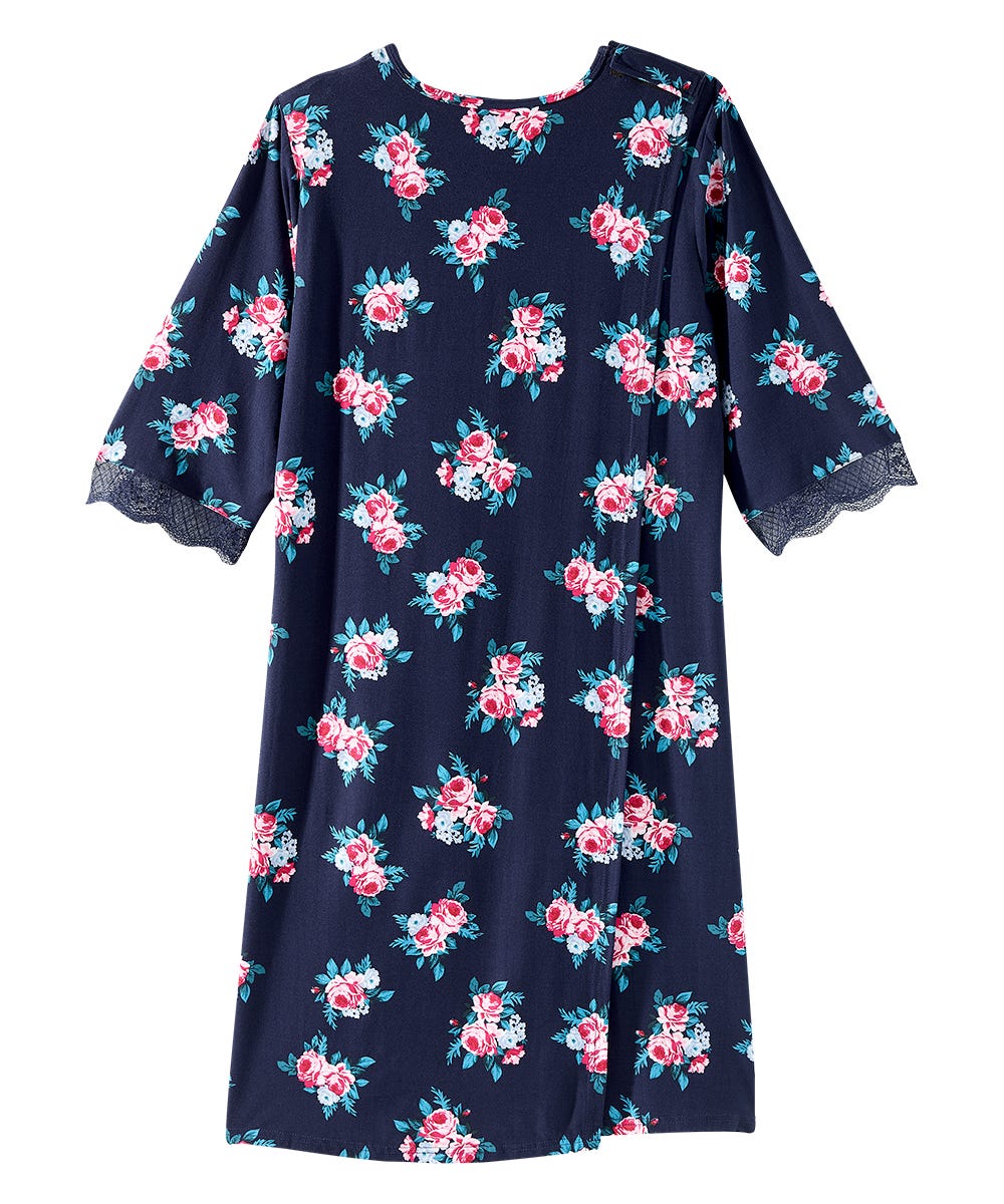 Women's Open Back V-Neck Lace Trim Nightgown