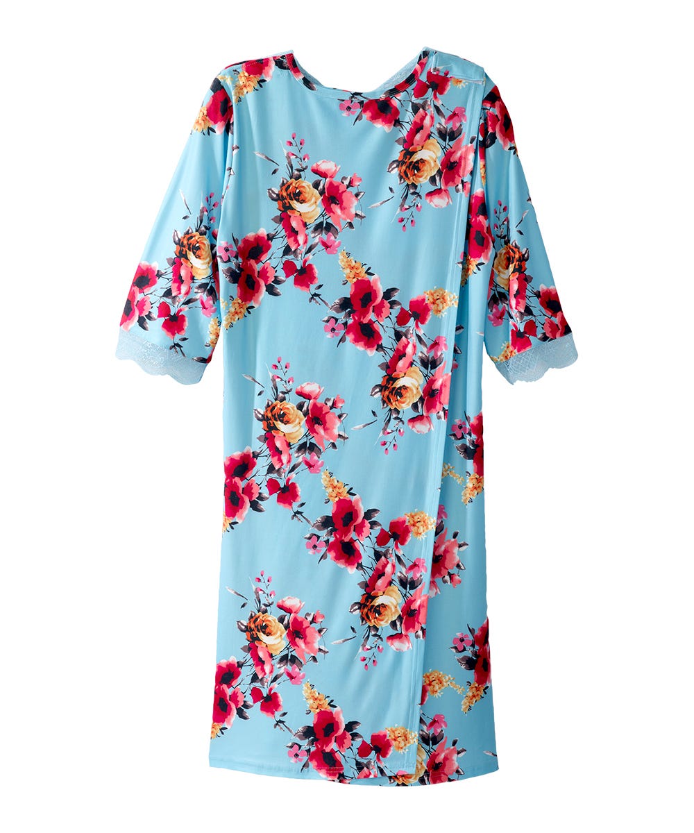 Women's Open Back V-Neck Lace Trim Nightgown