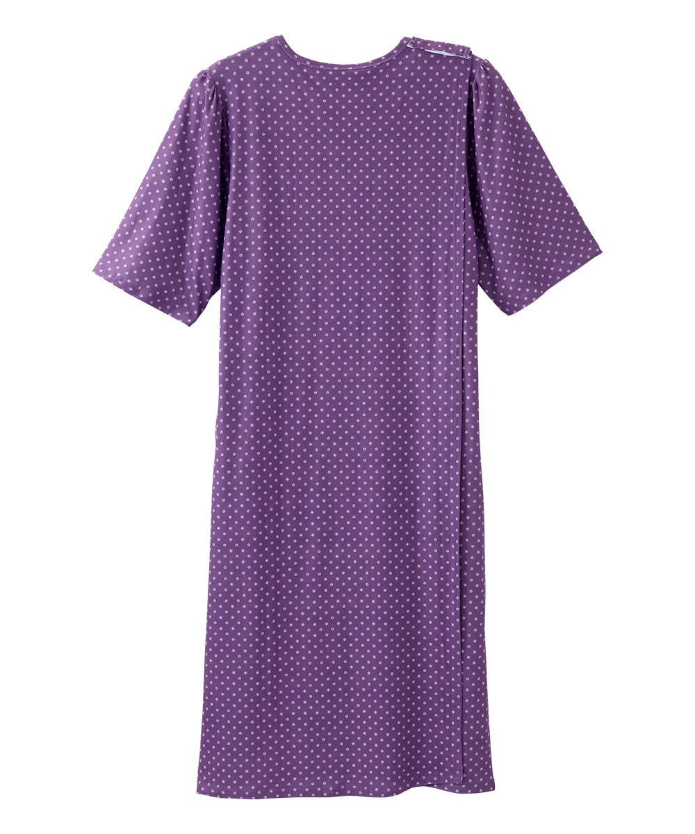 Women's Open Back Lace Trim Nightgown with Pockets