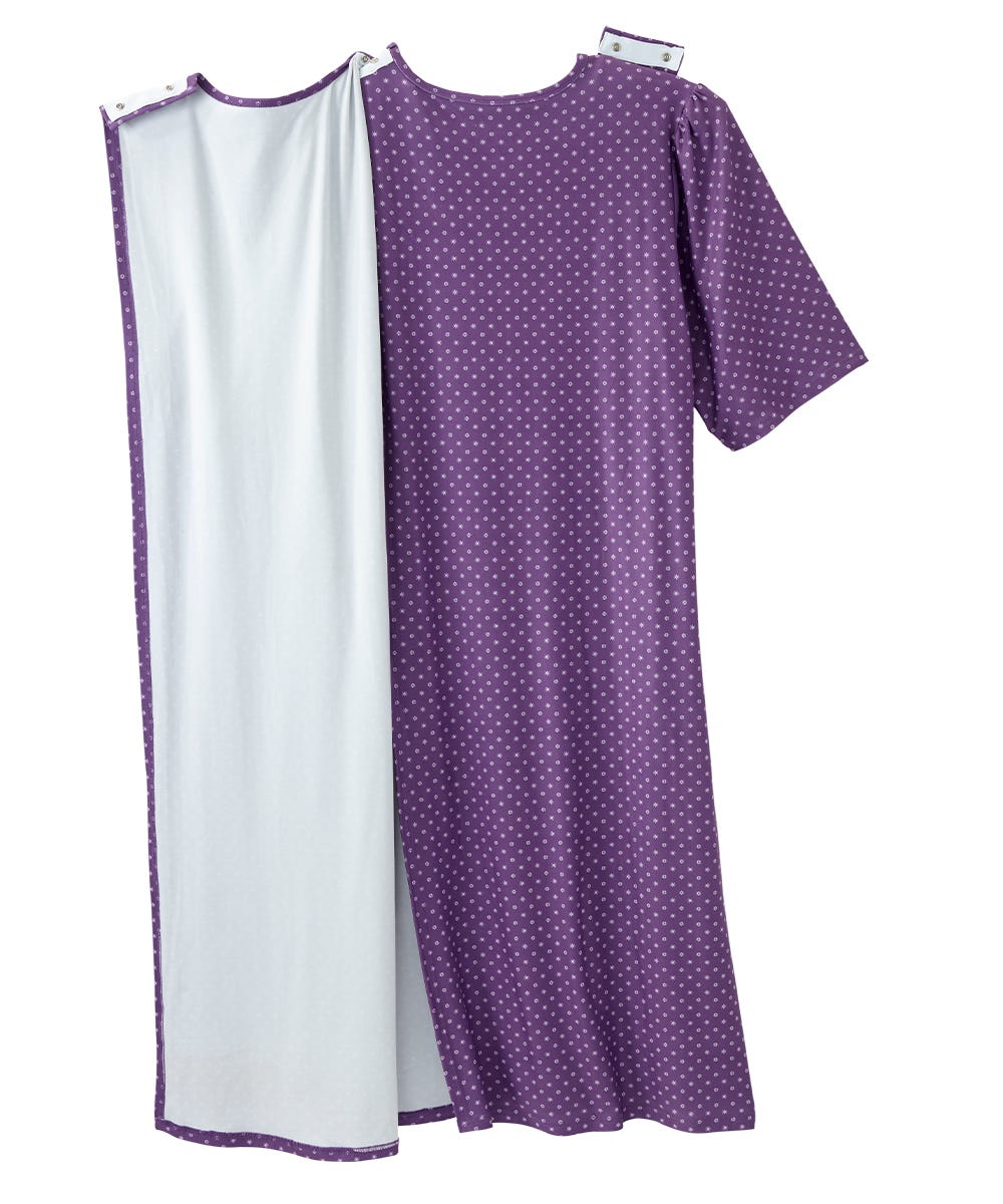 Women's Open Back Lace Trim Nightgown with Pockets