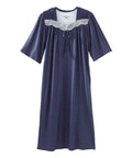 Women's Open Back Lace Trim Nightgown with Pockets