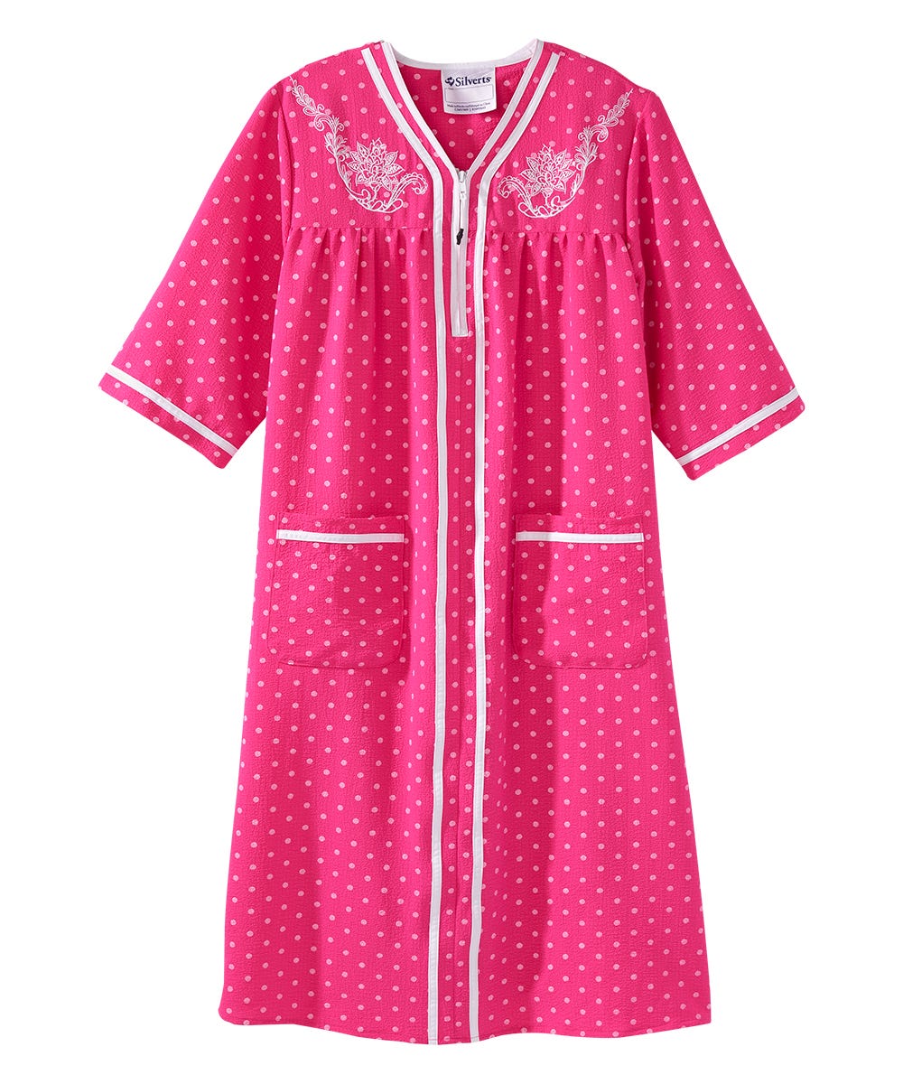 Women's Open Back Nightgown with Quarter-Zip