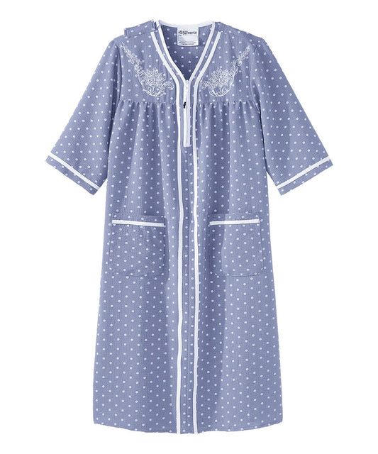 Women's Open Back Nightgown with Quarter-Zip