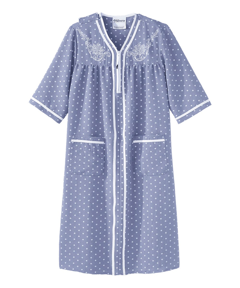 Women's Open Back Nightgown with Quarter-Zip