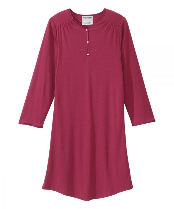 Women's Open Back Henley Nightgown