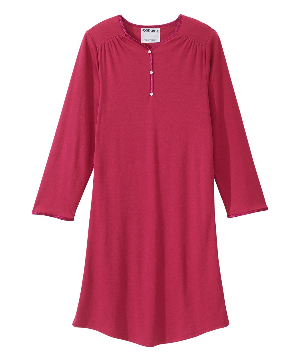 Women's Open Back Henley Nightgown