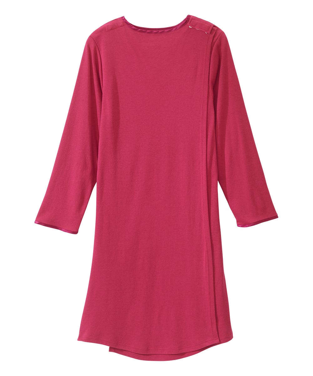 Women's Open Back Henley Nightgown