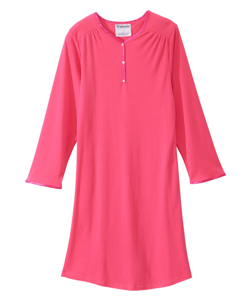 Women's Open Back Henley Nightgown